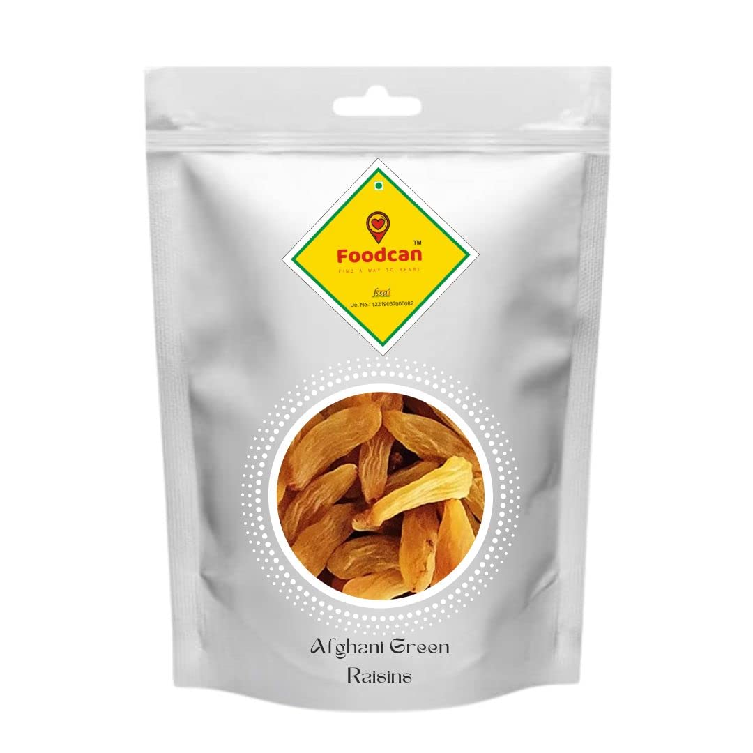 Foodcan Raisins Original Afghani Kismis Dakh Green Long Size (Kishmis) Seedless 400g