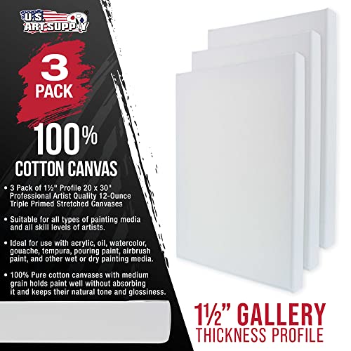U.S. Art Supply Triple Primed Cotton Stretched Canvases #TOP25