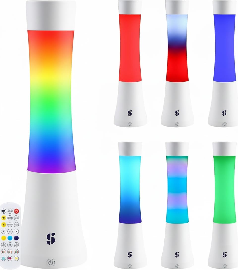 Special Supplies Sensory Light Lava Lamp for Kids and Adults – Color Changing LED Desk Lamp with Remote – Calming Night Light for Sensory Room, Bedroom, Therapy, Relaxation, Décor (White)