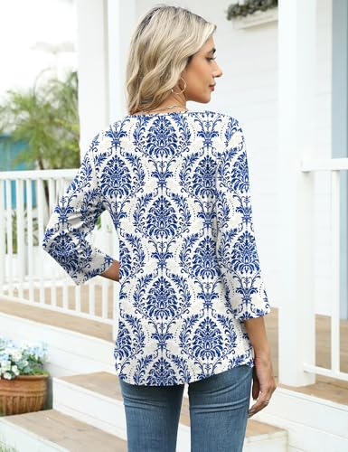 Image of LOMON Womens 3 /4 Length Sleeve T Shirts Asymmetrical Neck Tops Business Blouses for Women Fashion 2026