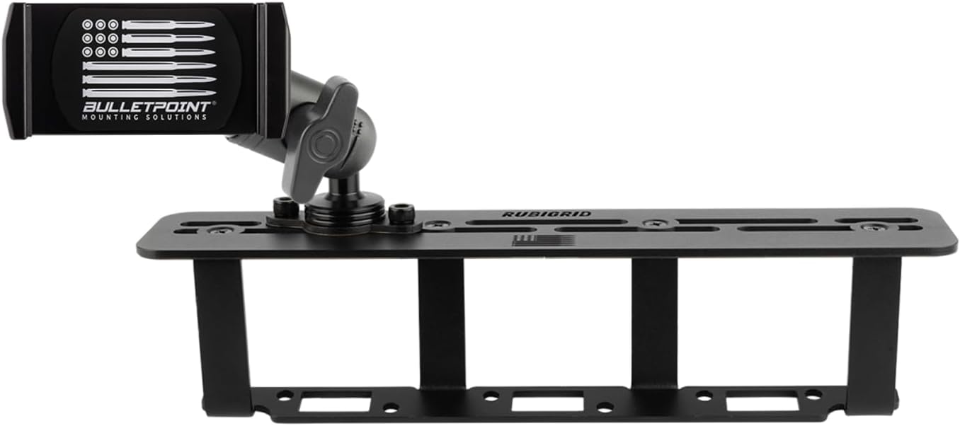Bulletpoint Mounting Solutions RubiGrid Metal Center Console Mount Phone Holder Compatible with 2023+ Ford Super Duty (Spring-Loaded)