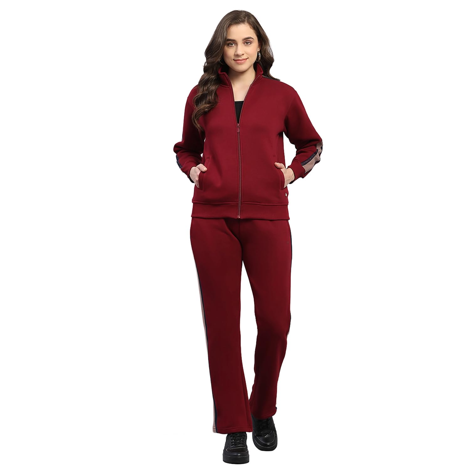 monte carlo Womens Regular Fit Printed Mock Collar Full Sleeve Winter Tracksuit Sportswear Set with Jacket and Lower | Comfortable Activewear for Gym Running & Training (Pack Of 1)-picture-33