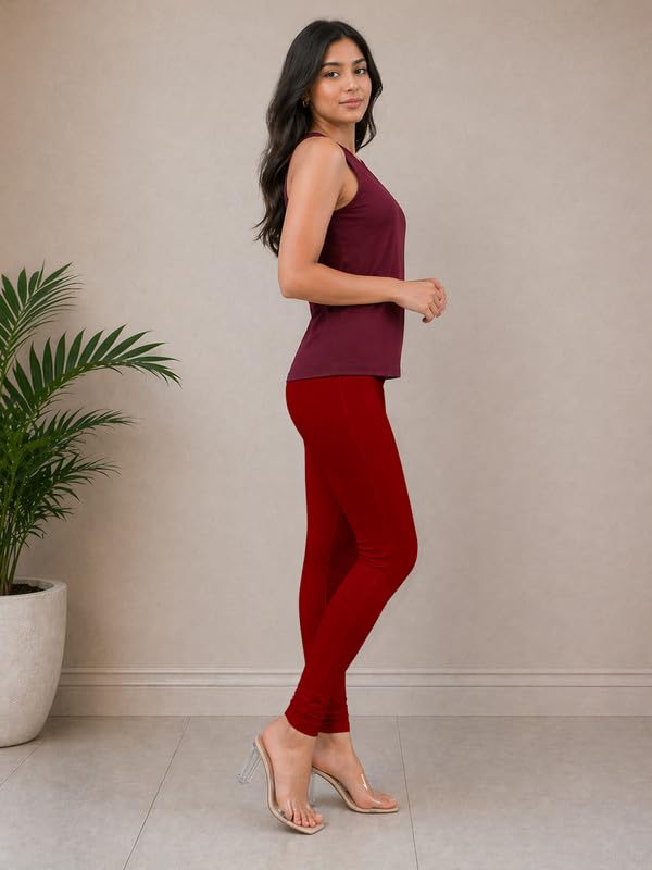 Image of TRENDMALLS Women's Microfiber Elastane Stretch Soft Churidar Length Leggings with Ultrasoft Waistband