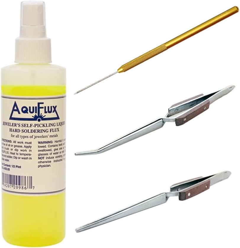 Soldering Tools Set of Tweezers,Titanium Solder Selft Pick Pickling Flux for Jewelry Making and Repair