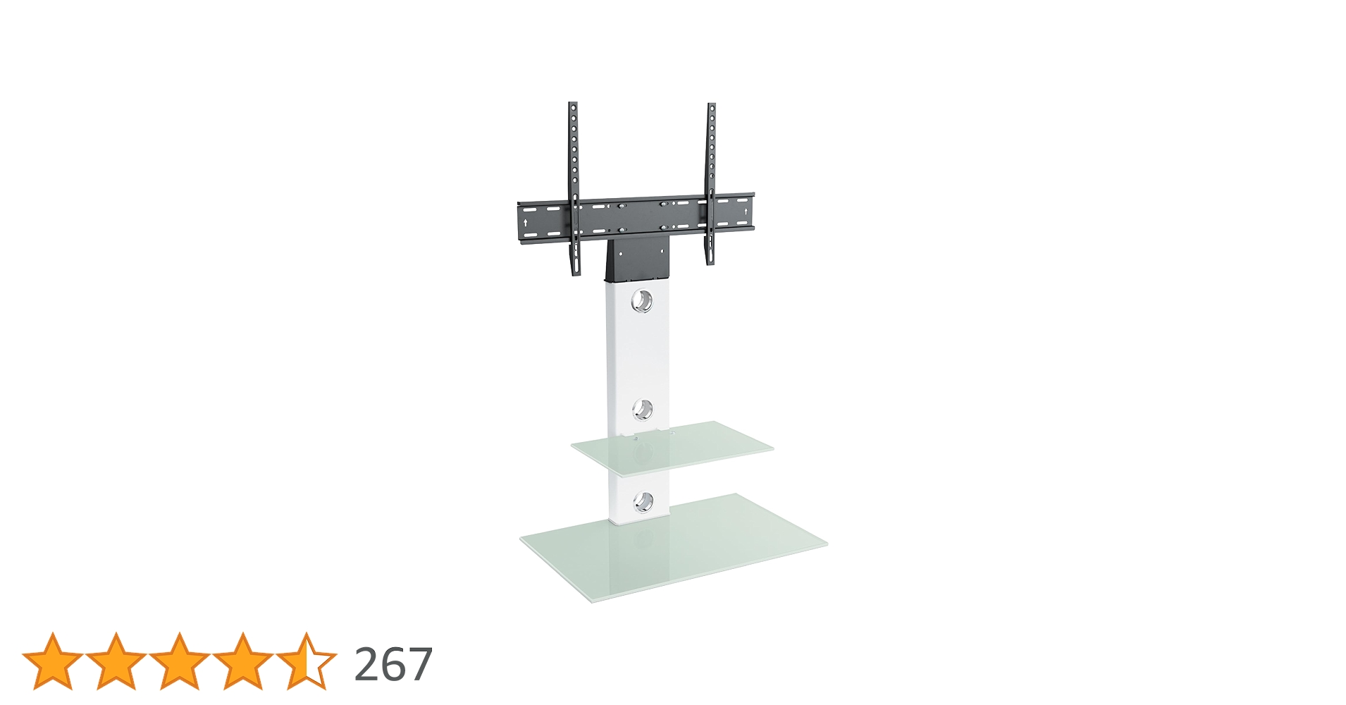 MAHARA Universal Column TV Stand - For 32-65 Inch TVs-Freestanding Black Tall Floor Stand With Black Glass Shelves And Cable Management-Height Adjustable And Suitable For Corners-Max Weight 40kg