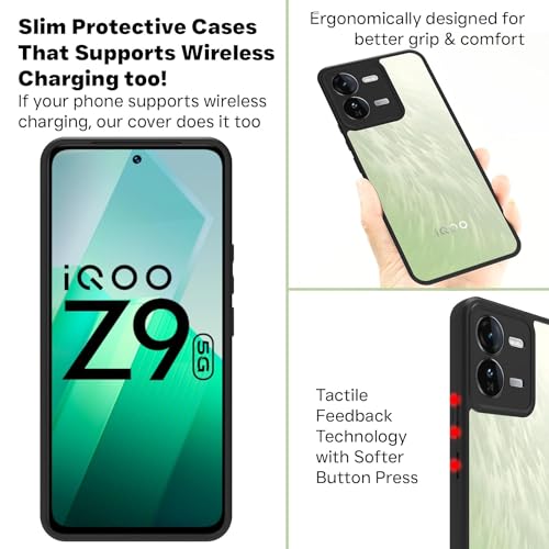 Image of Transparent Hard Back Cover case Mobile Cover for IQOO Z9 5G - Transparent Grip Case /Shockproof Corners with Camera Protection