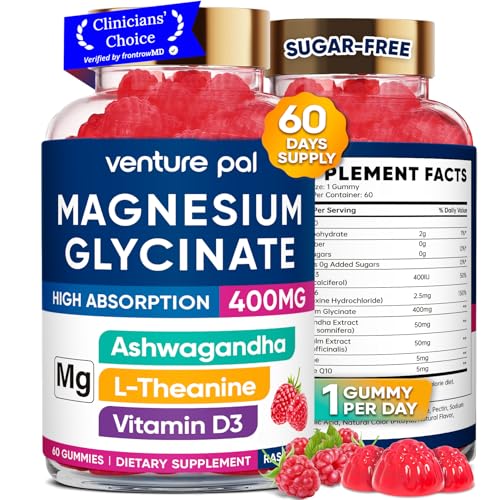 Image of 60 Day Supply Magnesium Glycinate 400mg Gummies Sugar Free High Absorption | With Ashwagandha, L-Theanine, CoQ10, Vitamin D3 & B6, Adults & Kids, Stress Relief, Sleep & Calm, Vegan, Gluten Free