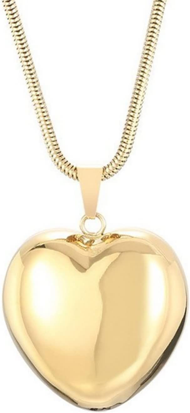 Womens Gold Pendant Necklace,Stainless Steel Chain Necklace Womens Heart Pendant Necklace for Women Gold