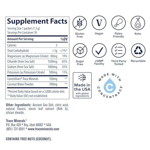 Trace Minerals ZeroLyte Electrolyte Drink Mix, Salty Watermelon, 30 Packets - Image 3