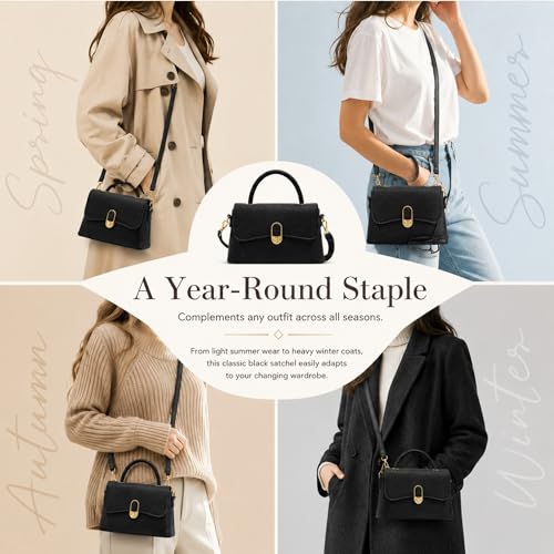 Image of Crossbody Bag for Women Shoulder Handbag PU Leather Satchel Purse with Top Handle Gold Turn Lock Adjustable Strap