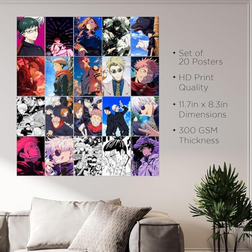 Image of Wallgasm Jujutsu Kaisen Poster Set of 20, A4 Size 300 GSM - Jujutsu Kaisen | Anime | Otaku Posters | Posters for Room | Gifts for Anime Fans
