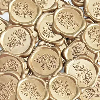 50 Pcs Gold Rose Wax Seal Stickers, Rose Envelope Wax Seal, Wedding Invitation Accessories, Easy to Use Gold Envelope Stickers with Good Adhesion