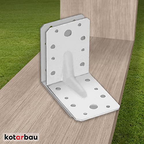 KOTARBAU® Angle Bracket, Galvanised Steel, 90 x 90 x 65 mm (3,54 x 3,54 x 2,56 in), Silver, 90 Degree, Metal Corner Bracket - Image 3
