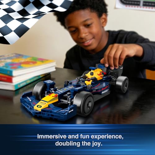 Image of F1 Race Car Building Set, Formula 1 Racing Car Model Kit, Advanced Tech Building Blocks MOC Supercar Construction Toy, Ideal Collectible Display Gift for Adults & Teens (Red Blue)