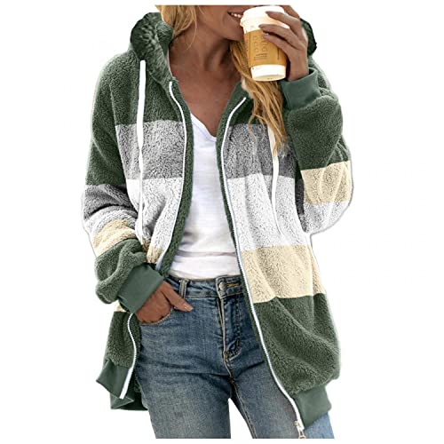 Fauean Kapuzenjacke Damen Winterjacke Warm Hoodie Jacken Reißverschluss Plüschjacke Fleecejacke Outwear Verdickt Jacke Cover