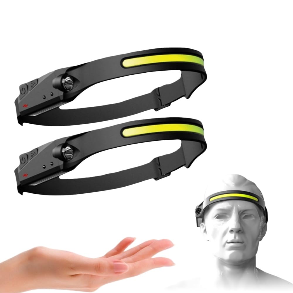 Adventure Light 2.0 - Das Original Wiederaufladbare LED Stirnlampe - Superhell 230° Weitwinkel, Gestengesteuert, Leicht, 3 Modi für Joggen, Angeln, Laufen