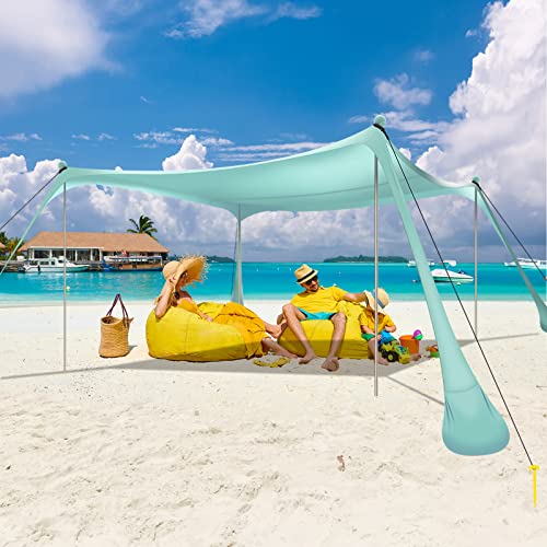 Kegemor Beach Tent Sun Shelter Upf50+ 10X10 Ft Windproof Pop Up Canopy Shade With Sand Shovel Carrying Bag, Portable Lightweight Outdoor Family Sunshade For Camping Trips Backyard Fishing Picnics #TOP2