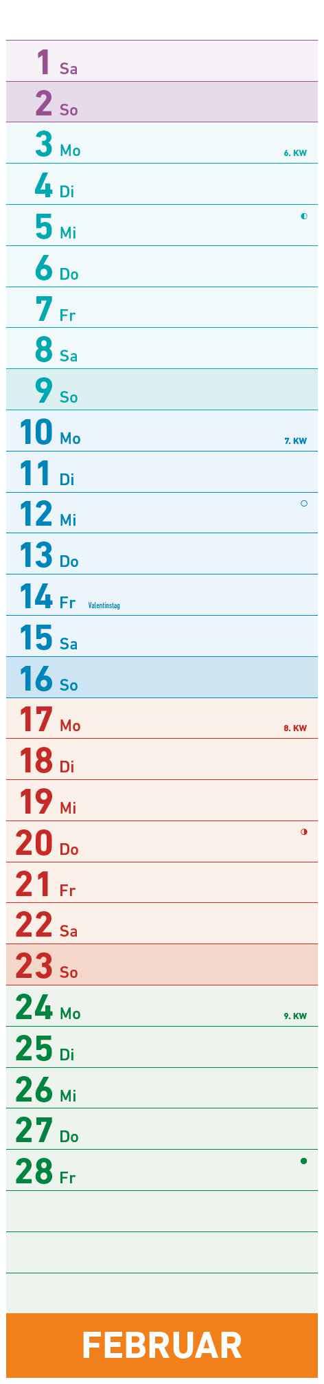 Alpha Edition - Megaplaner 2025 Streifenkalender, 15x64cm, Familienkalender mit einer Spalte, viel Platz für Notizen, Mondphasen, deutsches Kalendarium und Ferientermine DE/AT/CH