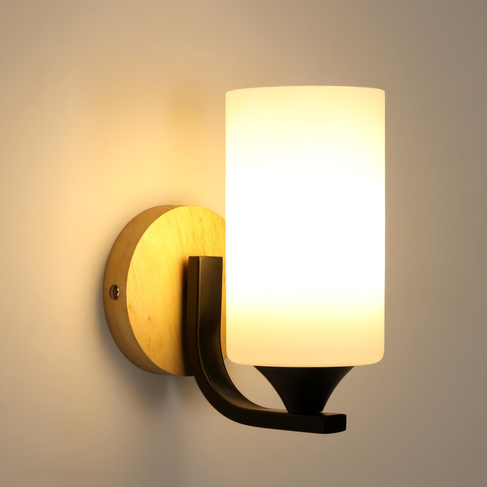 Toolight Wall Light Indoor Round Black 12 W 1350 LM LED Wall Lamp Round Modern 20 cm Wall Lights for Indoor Acrylic 3000 K Warm White for Bedroom Bathroom Hallway Living Room Stairs