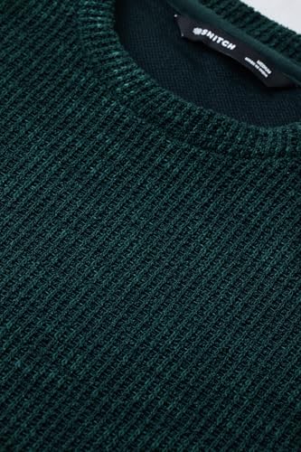Image of SNITCH Men's T-Shirt | Textured Oversized Crew Neck Design | Premium Polyester Blend Fabric with Waffle Weave | Breathable & Lightweight Casual Wear