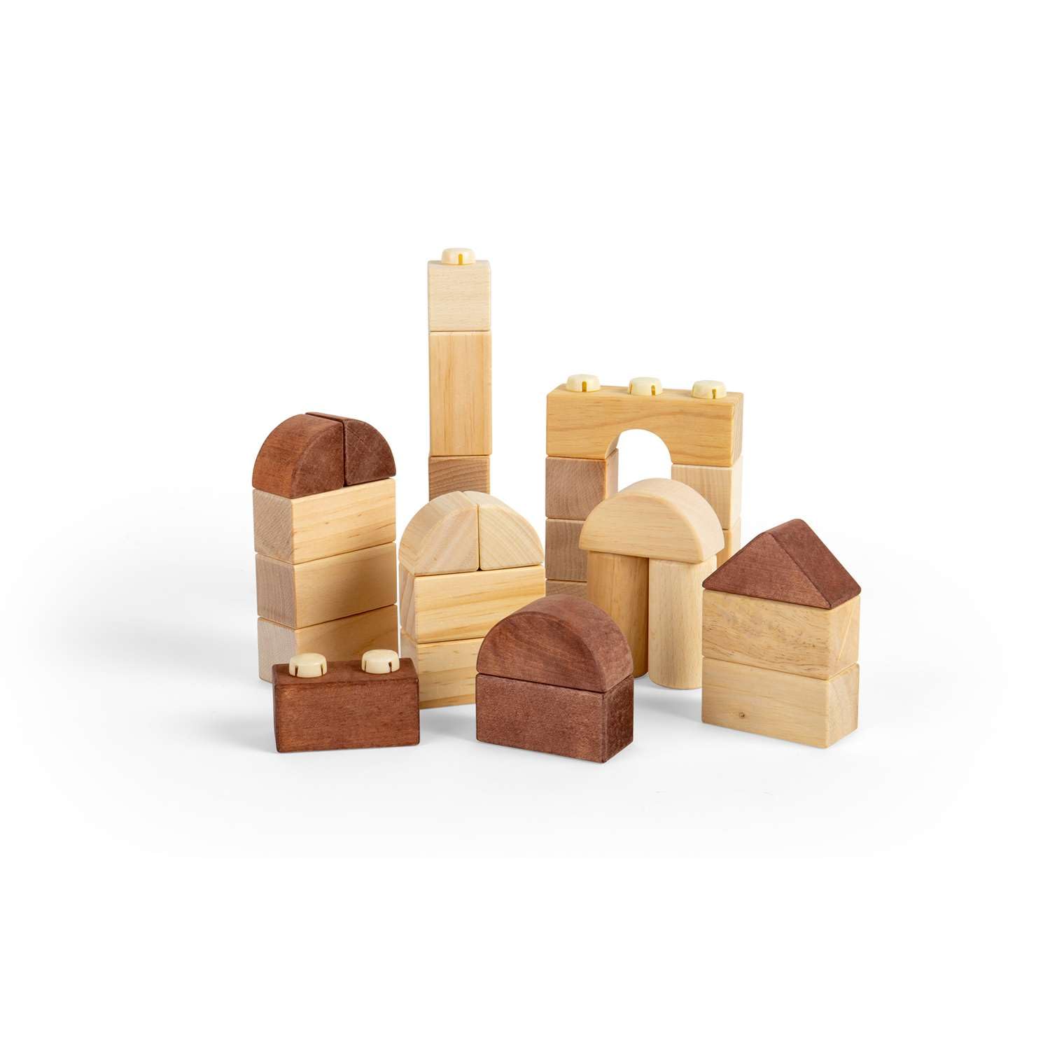 Bigjigs Toys Natürliche Holz-Klickbausteine (100 Stück) – Stapelblöcke