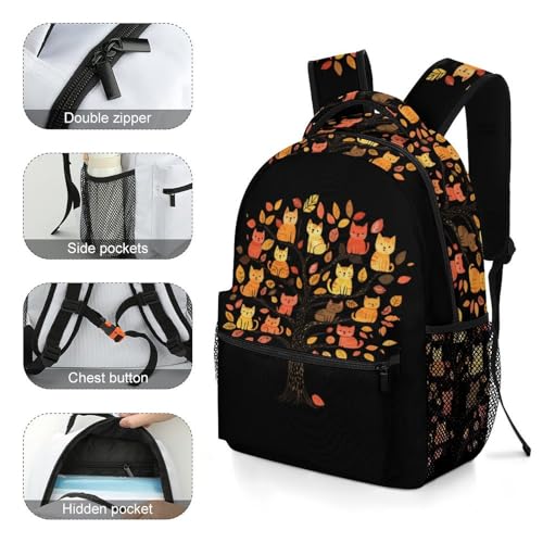 Cats Tree Funny Backpack Casual Daypack Lightweight Shoulders Bag for Men Women Cute Print4