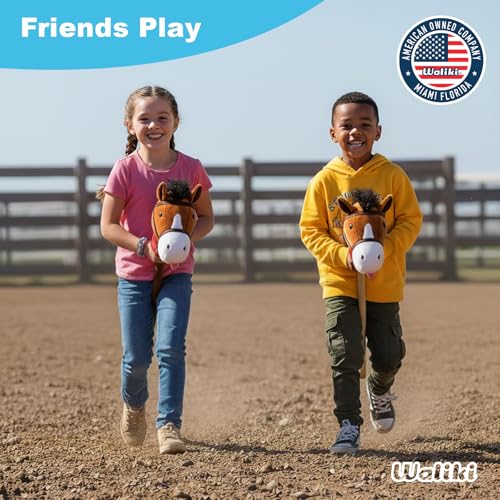 WALIKI Stick Horse Toy for Boys and Girls | Fun Cowboy & Cowgirl Pretend Play | Cool Toys for Kids Ages 3 4 5 6 | Birthday Gift for Active Toddlers (Brown) - Image 3