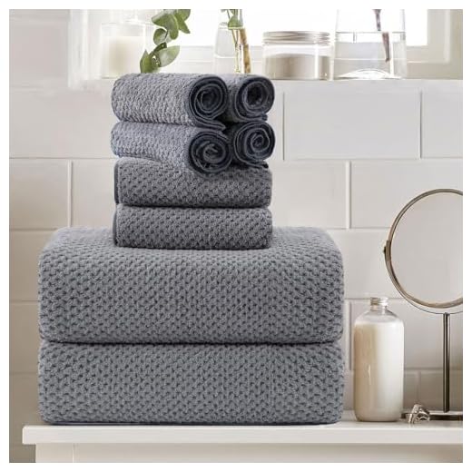 8 Piece Large Grey Family Bath Towel Set-2 Oversized Bath Towel Sheets,2 Hand Towels,4 Washcloths-600GSM Soft Highly Absorbent Quick Dry Beach Chair Towels Woven Towels for Bathroom Hotel and Spa