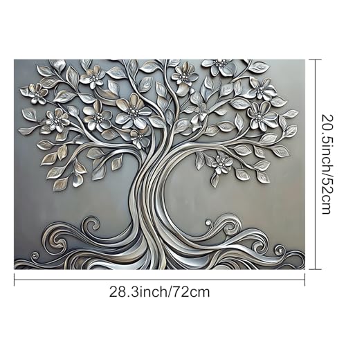 Image of HOMETITUTE Silver Floral Tree of Life Stove Covers 28x20 Diatomite Mat