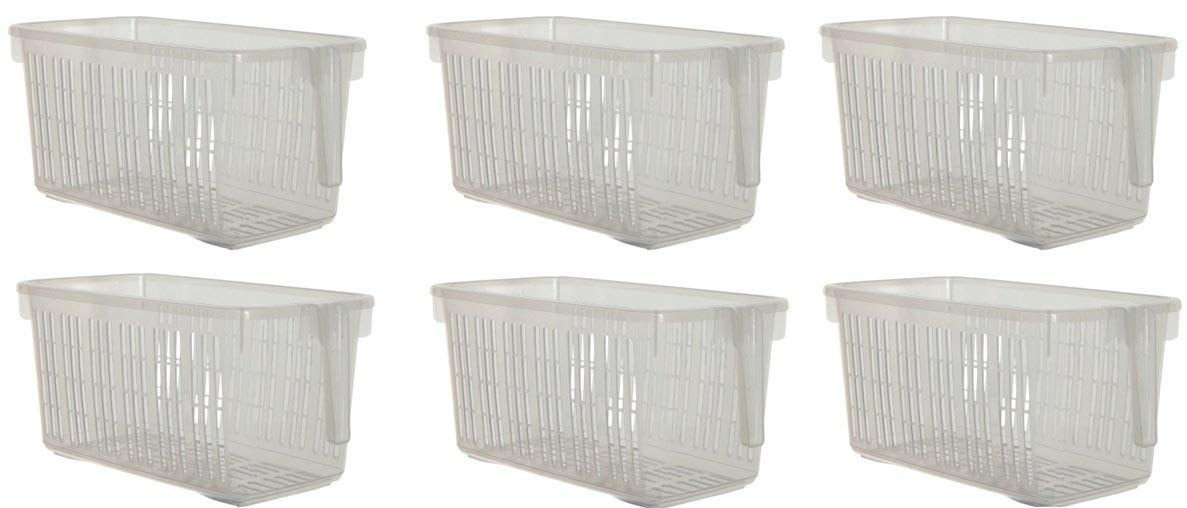 Buy Set Of 6 Clear Storage Caddy Baskets With Handle Easy Cupboard