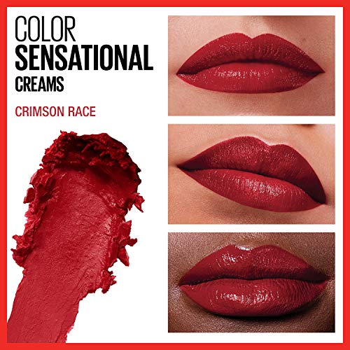 Image of Maybelline Color Sensational Lipstick, Lip Makeup, Cream Finish, Hydrating Lipstick, Nude, Pink, Red, Plum Lip Color, Crimson Race, 0.15 oz. (Packaging May Vary)