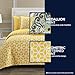Chic Home Yellow Reversible Bed in a Bag Quilt Set, King Size (4 Piece), Madrid - Microfiber Bedding with Geometric Medallion Boho Pattern Print - Quilt, Pillow Shams and Decorative Pillows