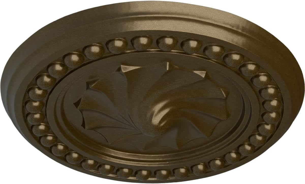 Ekena Millwork CM15FOBRS 15-3/4" x 2" Foster Shell Ceiling Medallion, Brass