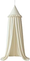 WonderSpace Kids Bed Canopy with Ruffles - Ivory Fairy Mosquito Net Tent for Crib, Twin/Queen Bed, Reading Nook & Nursery Decor