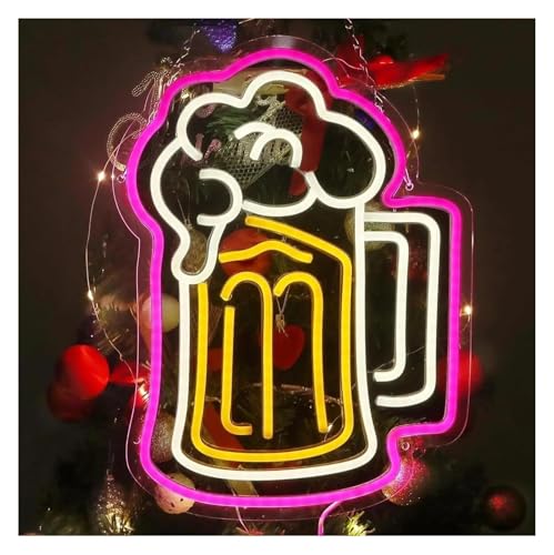 Néon verre à bière décoration murale lumineuse pour comptoir et cuisine