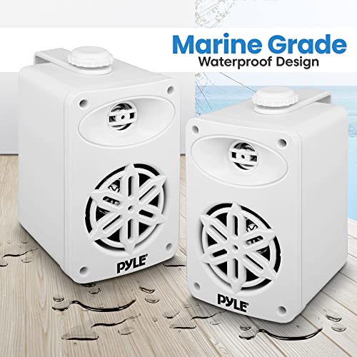 Image of PyleUsa Indoor Outdoor Speakers Pair - 200 Watt Dual Waterproof 3.5 inch 2-Way Full Range Speaker System w / 1 /2 inch High Compliance Polymer Tweeter - in-Home, Boat, Deck, Patio, Poolside (White) - PDWR35WT