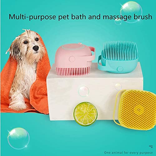 PSK PET MART Dog Shampoo Brush 80ml, Dog Bath Brush for Bathing and Shedding Short Hair, Soft Silicone Rubber Bristle Brushes for Small Dogs, Pet Cat, and Puppy Shampoo 3