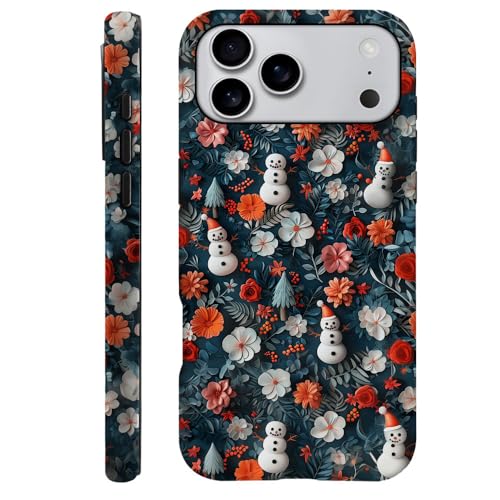DAIZAG Case Compatible with iPhone 18 Pro Max/iPhone 17 Pro Max,Fit Shockproof Cover for Women Girls,Flower Christmas Snowman Blue
