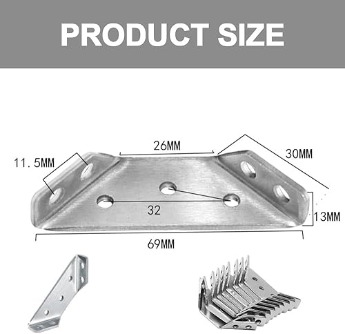 Miniatura 4 de Conector universal de esquina para muebles, conector de fijación en ángulo para muebles, marco de soporte triangular de acero inoxidable, soporte de