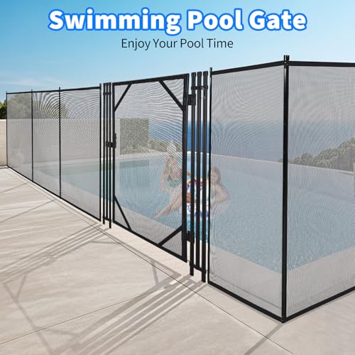 ExploreHorizon 4Ft x 2.5Ft Pool Fence Gate, Heavy Duty Steel Aluminum Frame, Pool Safety Fence Gate Kit with Stainless Steel Latch for Inground/Above Ground Pools, DIY Installation, Black - Thumbnail 7
