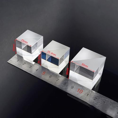 Microscope Accessories Kit 25mm 25.4mm 30mm Optical Glass Cube Dichroic Dispersion Beam Splitter Prism Splitting Ratio 50:50 for Spectrometer Experiment Microscope Slides(30x30x30mm)