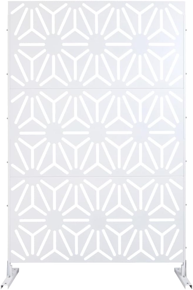 Metal Privacy Screen for Outdoor and Indoor Use with Freestanding Design for Deck Balcony Patio