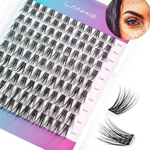 LANKIZ DIY Eyelash Extension,Individual Lash Extensions,120 Cluster, Soft and Lightweight 10-20mm Mix Resuale Wide Band Cluster Lashes for Home use (Common) Cover