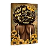 Black Queen Wall Art Africa America Inspirational Poster Yellow Sunflowers Motivational Black Art Af