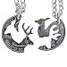 Marycrafts Buck and Doe Interlocking Necklace Set Quarter Coin Cut Bbf, Couples Jewelry Relationship Deer Heads (14 Inches)