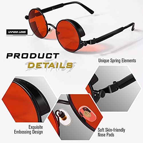 Image of GQUEEN Retro Round Circle Steampunk Sunglasses Polarized Metal Alloy for Women Men MTS2