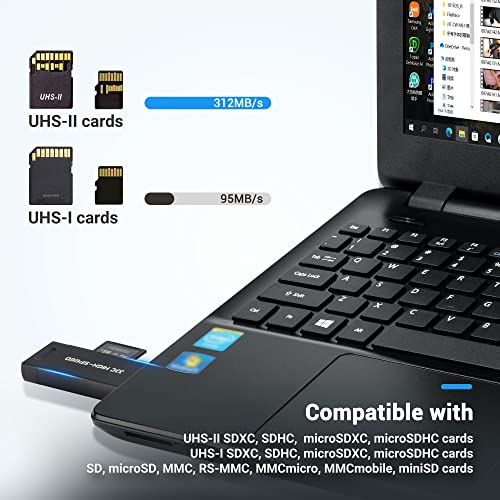 Image of JJC UHS-II SD MicroSD USB Card Reader, Transfer Speed up to 312MB /s, Gray | SD Card Adapter, 3-in-1 USB-A USB-C Micro USB Connection Port, Compatible with Computer, Laptop, OTG Enable Phone & Tablet