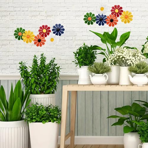 KASESSS 6 Stück Blume Wanddeko aus Metall, Dekoration für den Garten, Außenwanddekoration, Gartenzaun, zum Aufhängen für Hof, Zaun, Wohnzimmer, Schlafzimmer, bunt