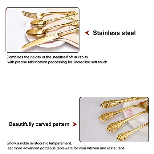 ZCF-24-Piece-Gold-Flatware-Silverware-Set1810-Heavy-Duty-Stainless-Steel-Flatware-Service-for-6Cutlery-Include-KnifeForkSpoonCoffee-SpoonMirror-Polished-Dishwasher-Safety ZCF 24 Piece Gold Flatware Silverware Set1810 Heavy Duty Stainless Steel Flatware Service for 6Cutlery Include KnifeForkSpoonCoffee SpoonMirror Polished Dishwasher Safety