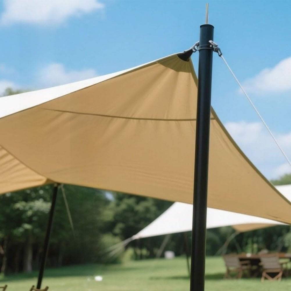 Pali Tenda per campeggio 2m Acciaio Anti-Scivolo Pali Tenda per | per costruzione in ferro stabile, ganci elastici anti-scivolo, altezza 2m, ideale per teli e frangivento